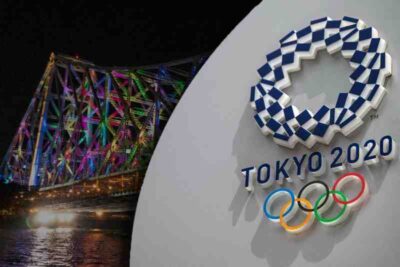 kolkata’s howrah bridge lit up with olympic colors (1)