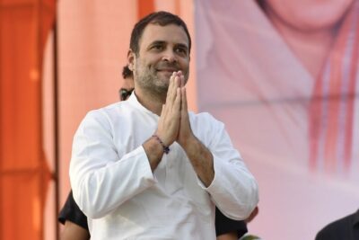 mahendragarh: congress leader rahul gandhi greets supporters as he arrives to address a public meeting at khel parisar ground in haryana's mahendragarh, on oct 18, 2019. (photo: ians)