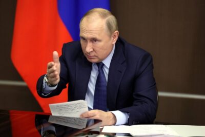 russian president vladimir putin attends a meeting with government members in sochi