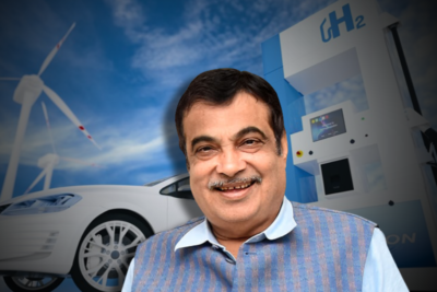 amid rising fuel prices union minister nitin gadkari zooms into parliament in a hydrogen powered car