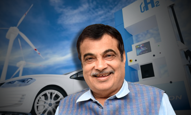 amid rising fuel prices union minister nitin gadkari zooms into parliament in a hydrogen powered car