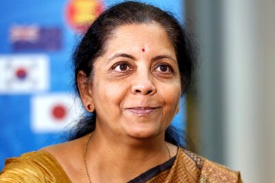 india's commerce and industry minister nirmala sitharaman speaks with media at the 3rd intersessional rcep ministerial meeting in hanoi