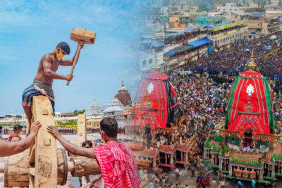 jagannath rath yatra 45 feet height 16 wheeled chariots built by chisels