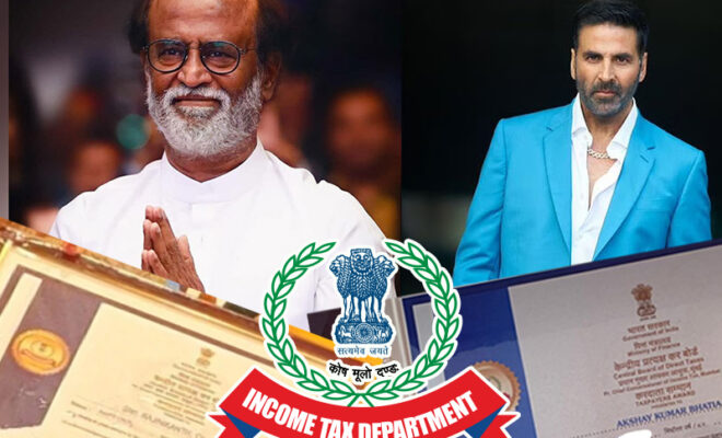 rajinikanth akshay kumar gets awarded by income tax department