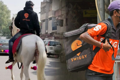 swiggy shahi delivery swiggy employee rides horse to deliver order