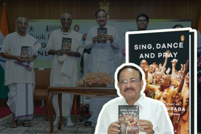 venkaiah naidu releases book on iskcon founder encourages community services