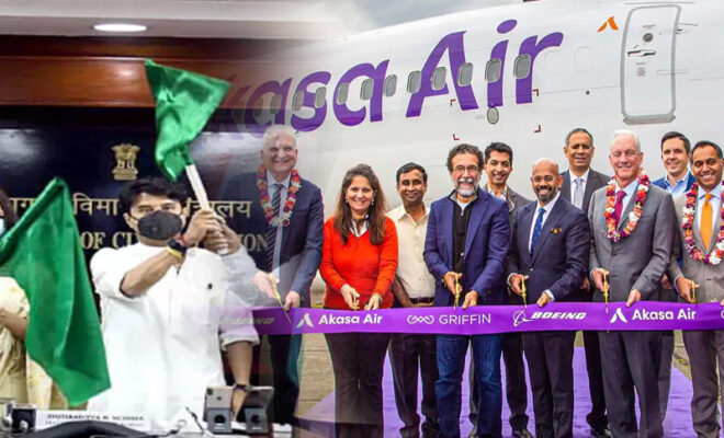 jyotiraditya scindia flags off first flight of akasa air