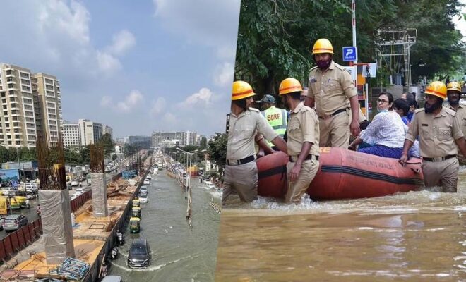 bangalore rain heavy rain causes waterlogging, disrupt traffic