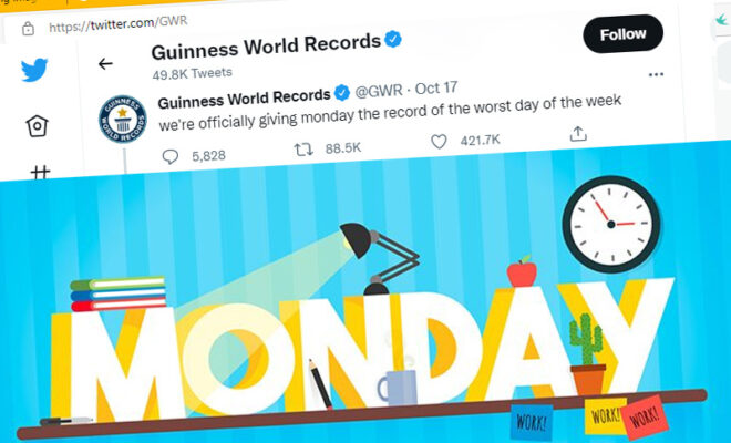 guinness world records calls monday as 'worst day of the week'