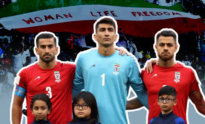 fifa world cup 2022 iran players stand with women protestors