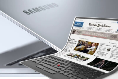 samsung builds foldable laptop with virtual keyboard & touchscreen