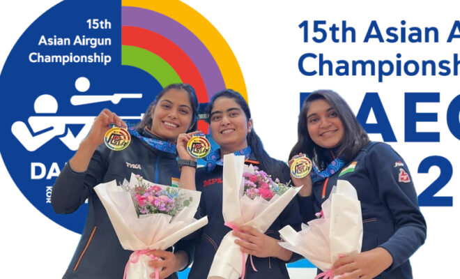 asian airgun championship indian junior womens pistol team wins gold