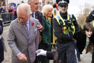 man throws eggs on british king charles iii amp queen consort camilla