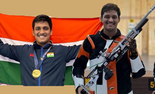 rudrankksh patil clinches gold in the issf president’s cup 2022