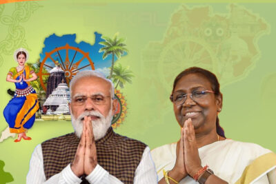 president murmu & pm modi greet people