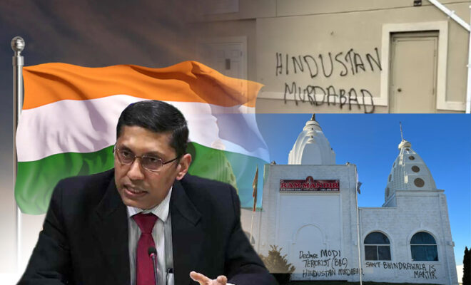 mea takes strong stance on attack on hindu temple in canada
