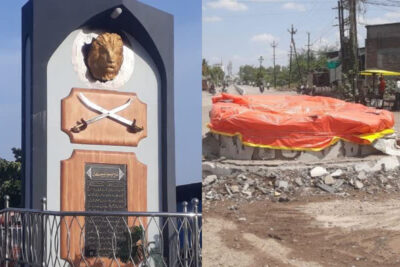 bulldozer razes illegal memorial of tipu sultan in maharashtra