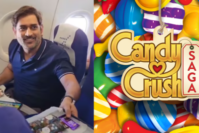 candy crush trends as ms dhoni uses the app on indigo flight