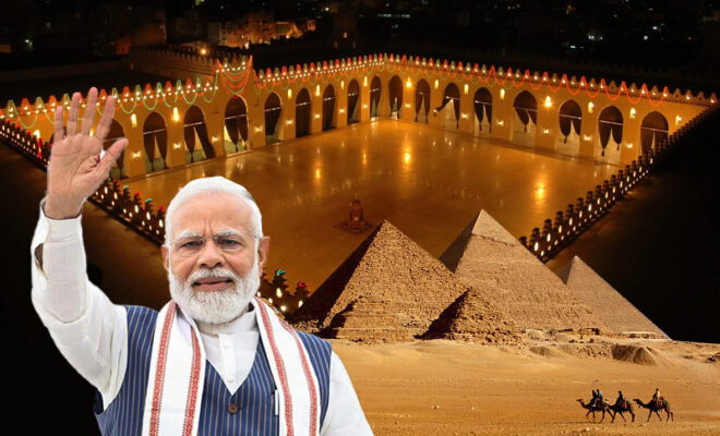 pm modi leaves for egypt to visit 1000 year old mosque
