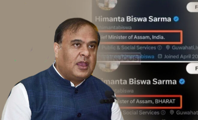 himanta sarmas twitter bio change a bharat vs india message