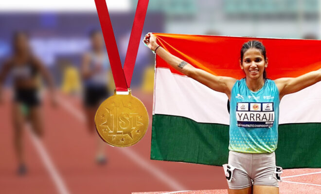 jyothi yarraji wins indias first gold medal at 2023 asian athletics championships