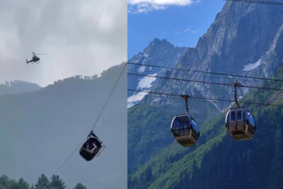 8 people including children get trapped mid air at 1200 feet in cable car