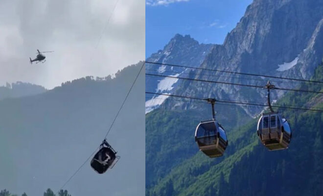 8 people including children get trapped mid air at 1200 feet in cable car