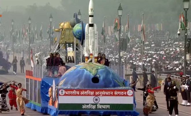 isro celebrates chandrayaan 3, aditya l 1 missions at republic day parade