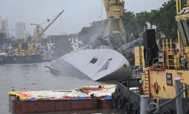 fire damages indian navy ship in mumbai