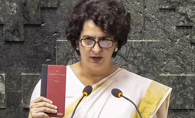 priyanka gandhi takes the oath as mp of wayanad