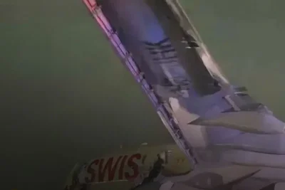 delhi zurich flight engine fire