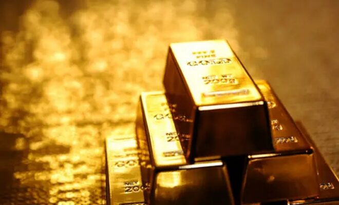 stack of gold bars.